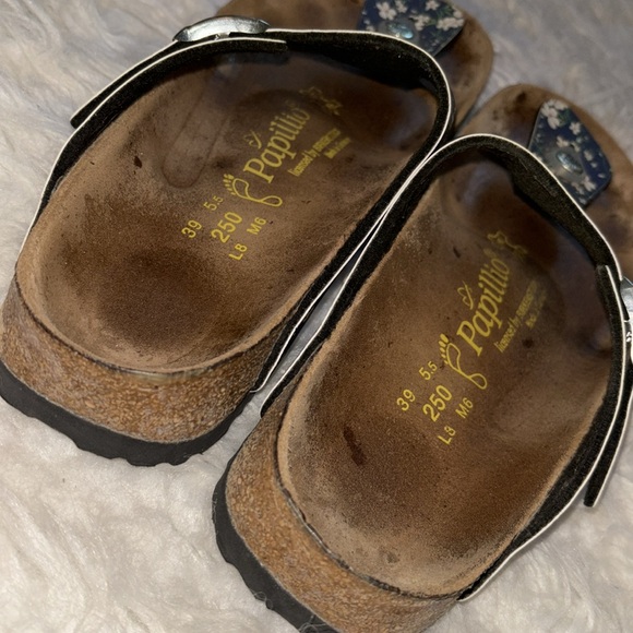 Papillio by Birkenstock Gizeh Birko-Flor Leather Footbed Sandals Blue, Size 8 - Picture 14 of 15